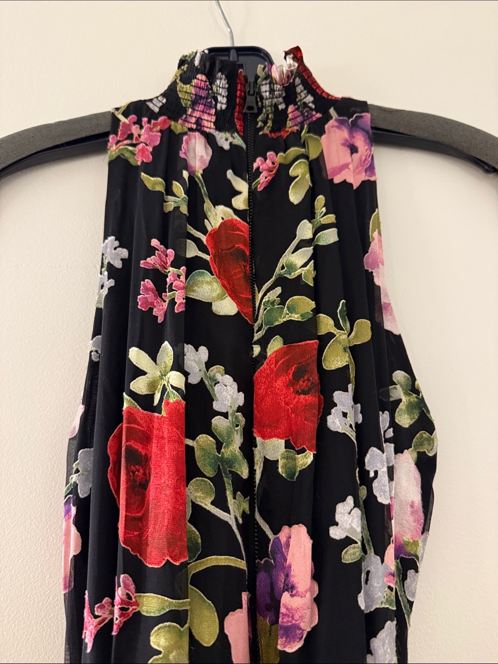 Alice + Olivia Black Floral Halter Maxi Dress with Tie Waist - Picture 9 of 13